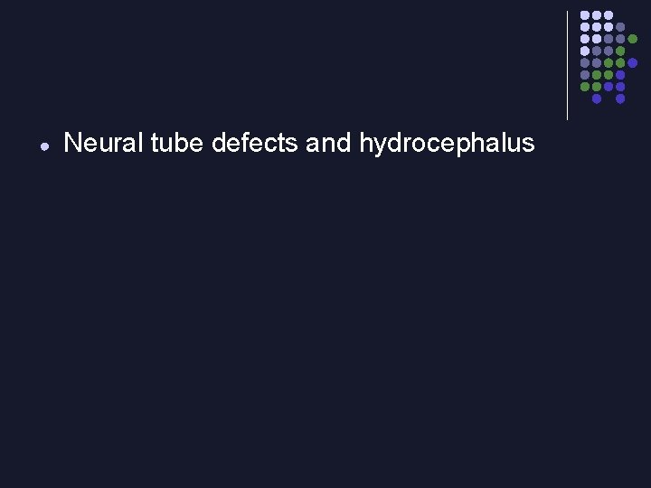 ● Neural tube defects and hydrocephalus 