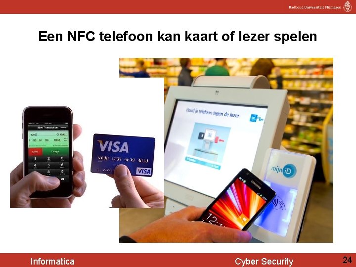 Een NFC telefoon kaart of lezer spelen Informatica Cyber Security 24 