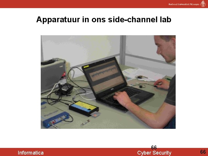 Apparatuur in ons side-channel lab Informatica 66 Cyber Security 66 