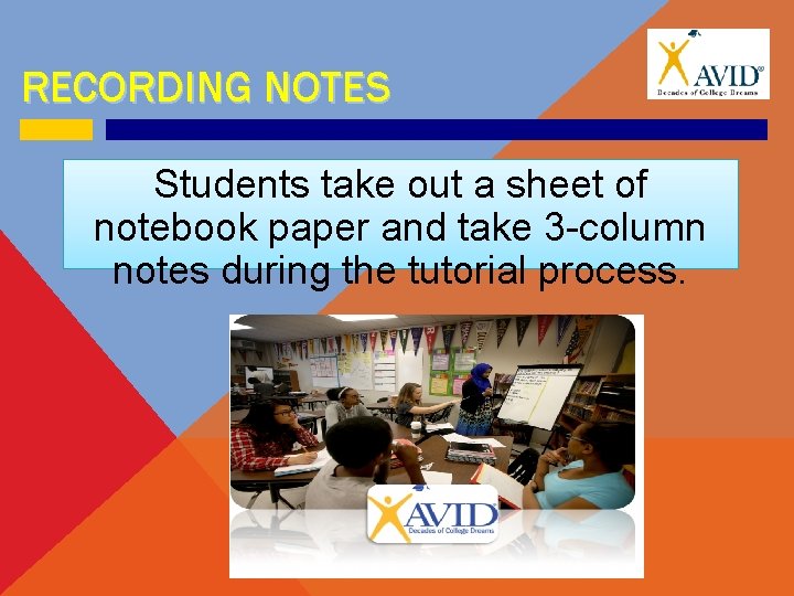 RECORDING NOTES Students take out a sheet of notebook paper and take 3 -column