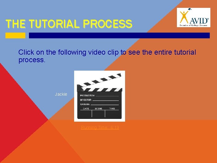 THE TUTORIAL PROCESS Click on the following video clip to see the entire tutorial