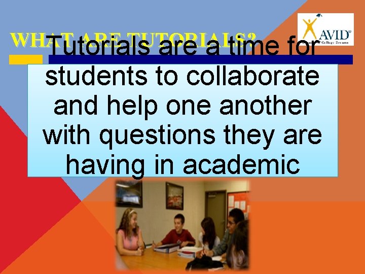 WHAT ARE TUTORIALS? Tutorials are a time for students to collaborate and help one