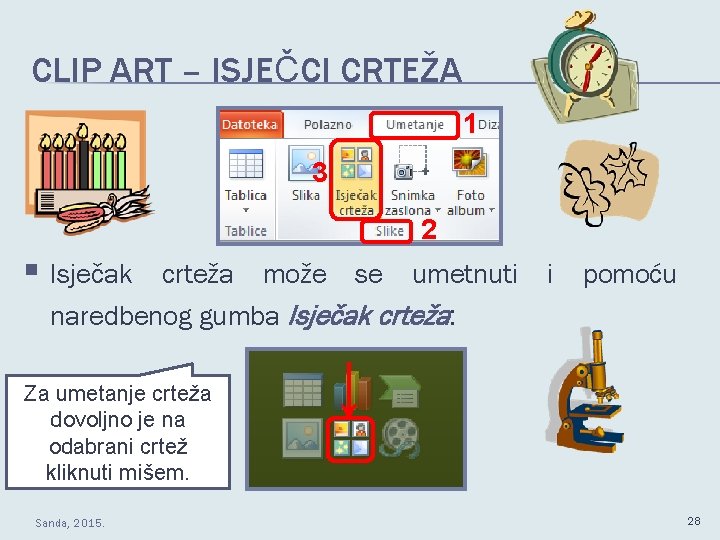 CLIP ART – ISJEČCI CRTEŽA 1 3 2 § Isječak crteža može se umetnuti