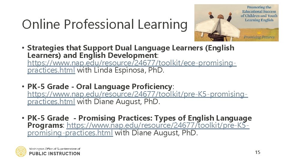 Online Professional Learning • Strategies that Support Dual Language Learners (English Learners) and English