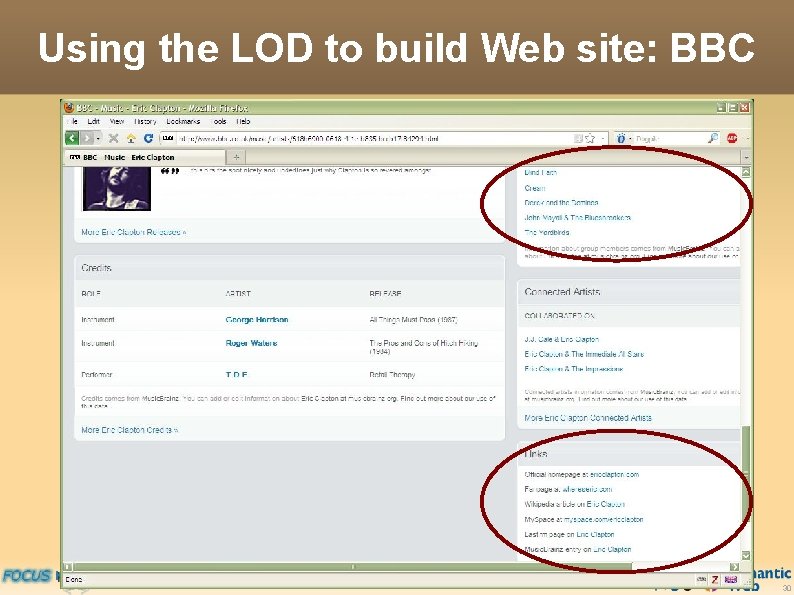 Using the LOD to build Web site: BBC 30 