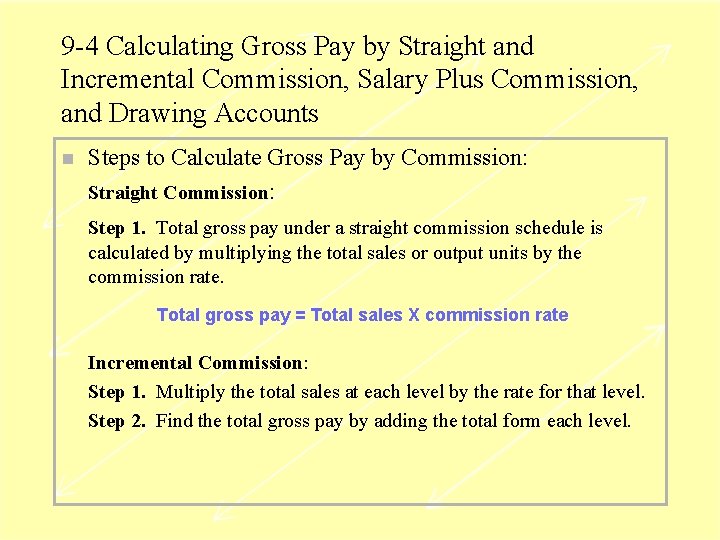 9 -4 Calculating Gross Pay by Straight and Incremental Commission, Salary Plus Commission, and