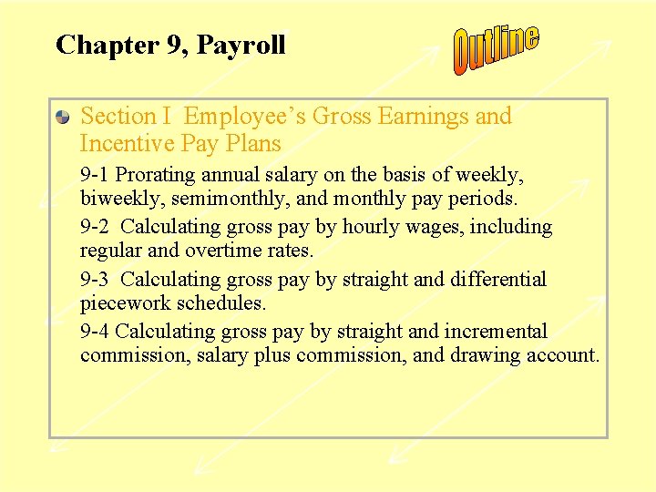Chapter 9, Payroll Section I Employee’s Gross Earnings and Incentive Pay Plans 9 -1