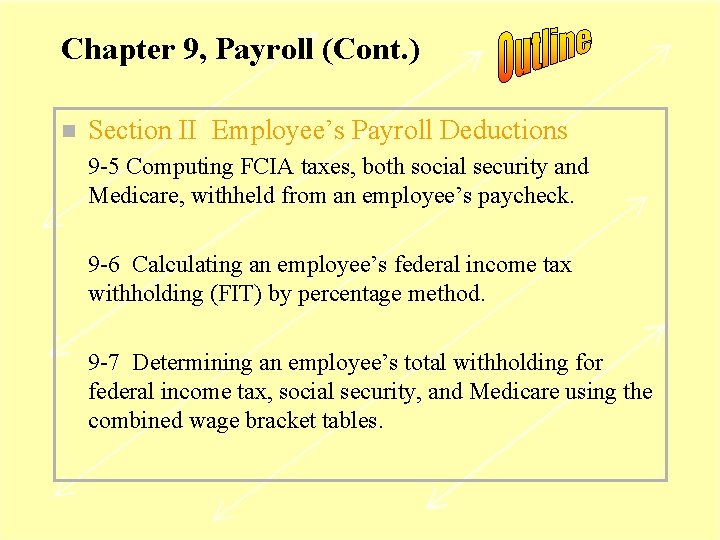 Chapter 9, Payroll (Cont. ) n Section II Employee’s Payroll Deductions 9 -5 Computing