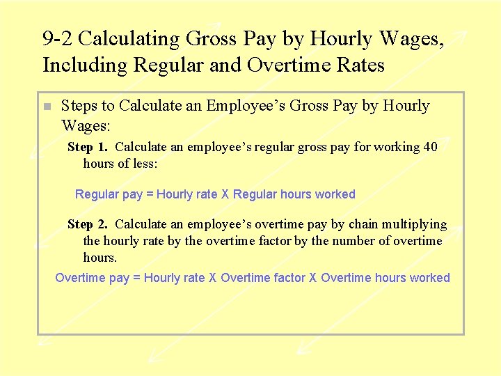 9 -2 Calculating Gross Pay by Hourly Wages, Including Regular and Overtime Rates n