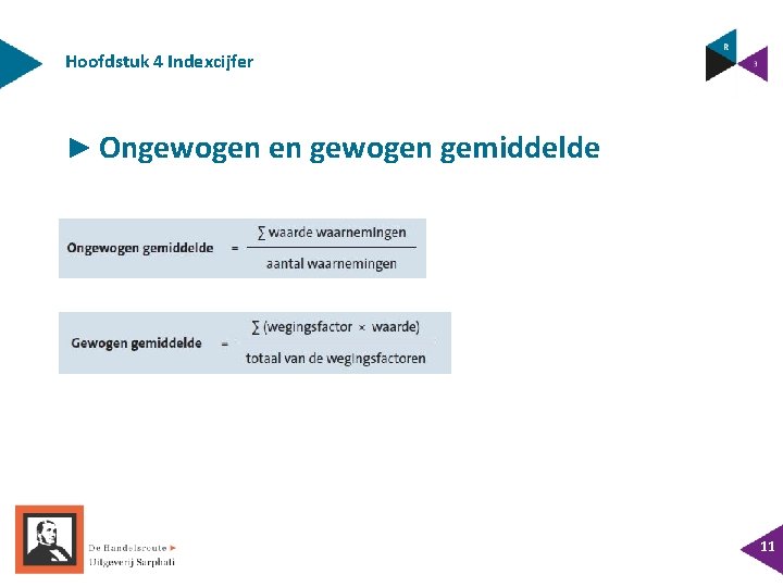 Hoofdstuk 4 Indexcijfer ► Ongewogen en gewogen gemiddelde 11 