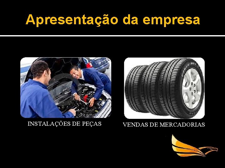 Apresentação da empresa INSTALAÇÕES DE PEÇAS VENDAS DE MERCADORIAS 