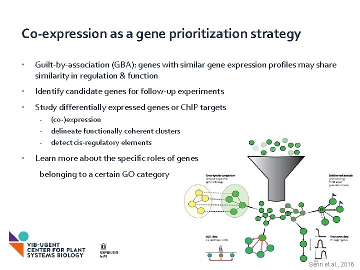 Co-expression as a gene prioritization strategy • Guilt-by-association (GBA): genes with similar gene expression