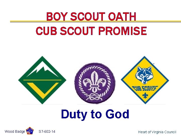 WOOD BADGE THE INTERFAITH WORSHIP SERVICE By Shawn