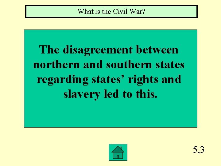 What is the Civil War? The disagreement between northern and southern states regarding states’