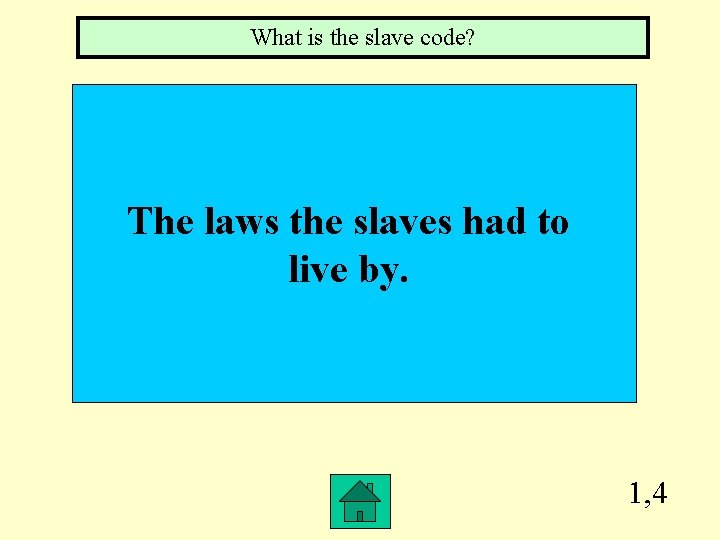 What is the slave code? The laws the slaves had to live by. 1,