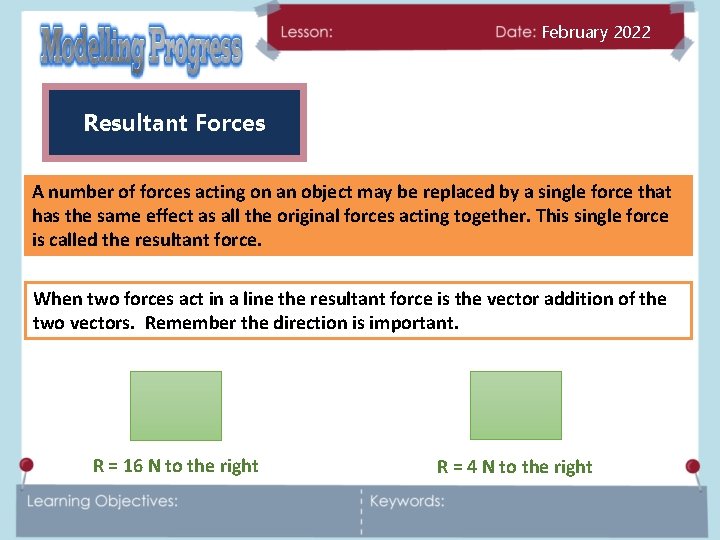 February 2022 Resultant Forces A number of forces acting on an object may be