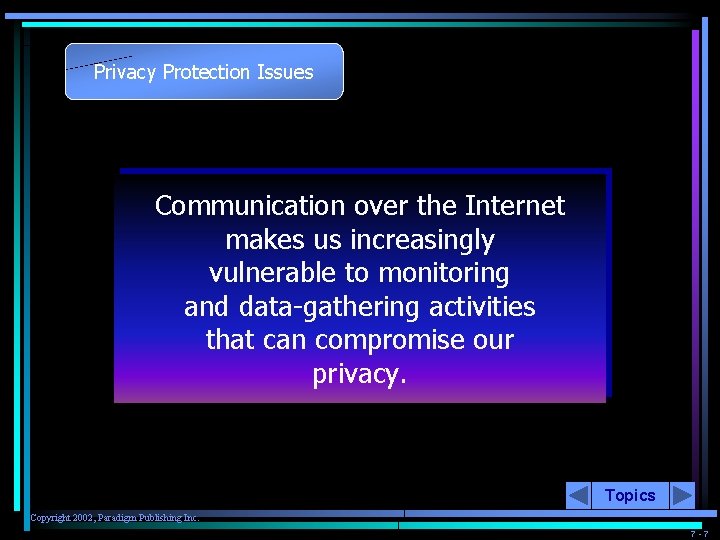 Privacy Protection Issues Communication over the Internet makes us increasingly vulnerable to monitoring and