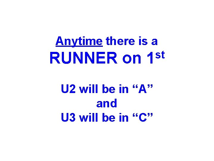 Anytime there is a RUNNER on st 1 U 2 will be in “A”