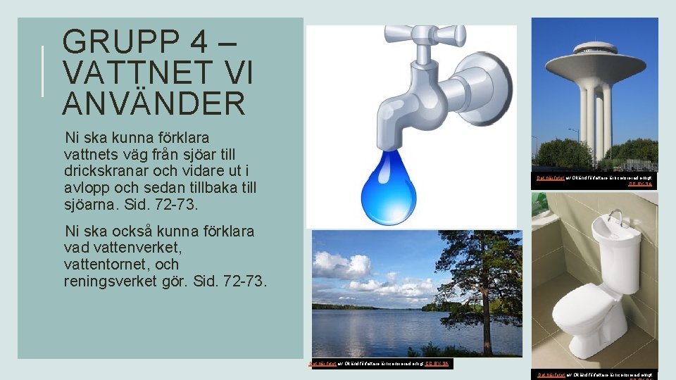 GRUPP 4 – VATTNET VI ANVÄNDER • Ni ska kunna förklara vattnets väg från