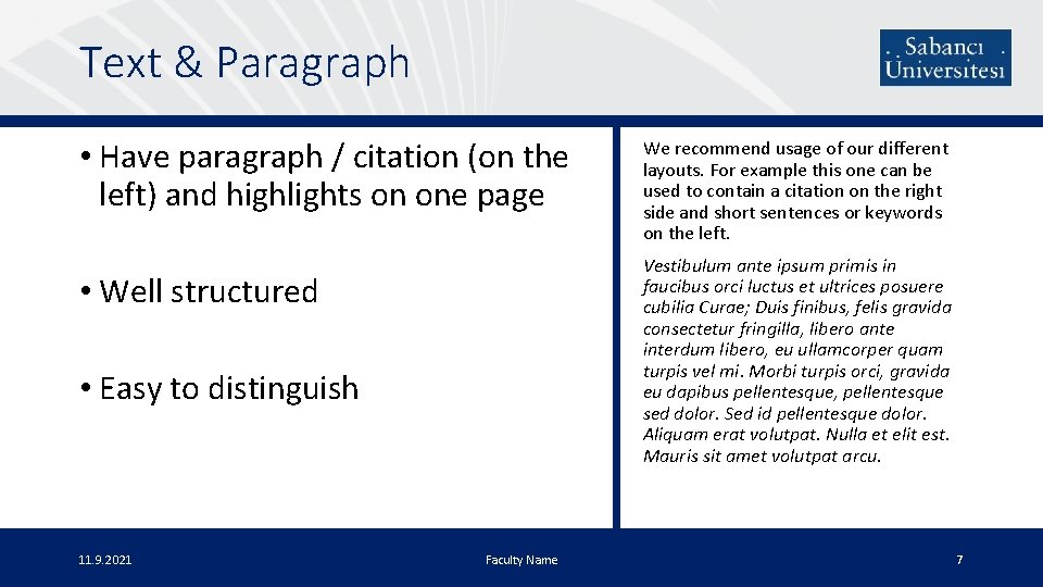 Text & Paragraph • Have paragraph / citation (on the left) and highlights on