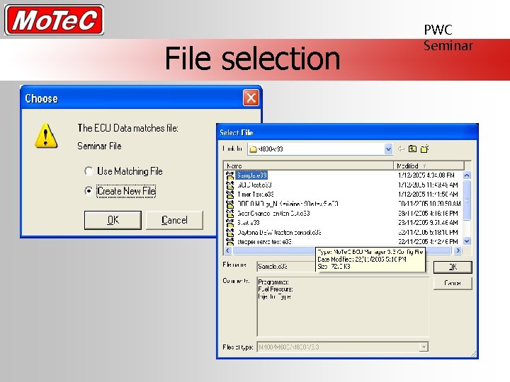 File selection PWC Seminar 