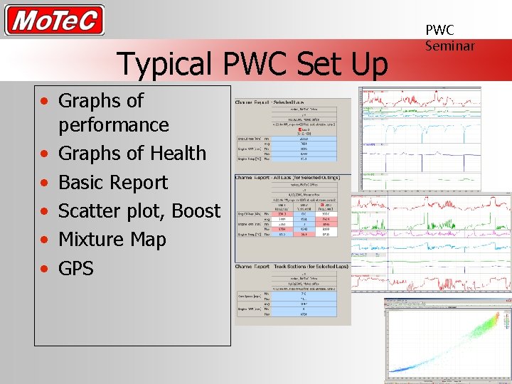 Typical PWC Set Up • Graphs of performance • Graphs of Health • Basic