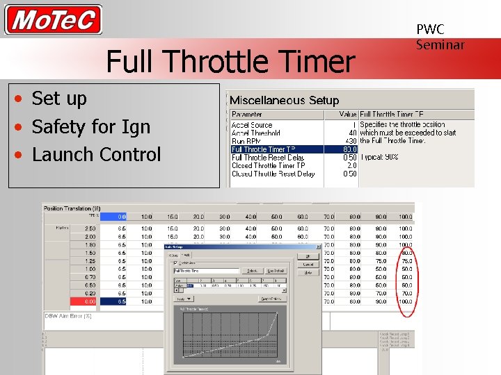 Full Throttle Timer • Set up • Safety for Ign • Launch Control PWC