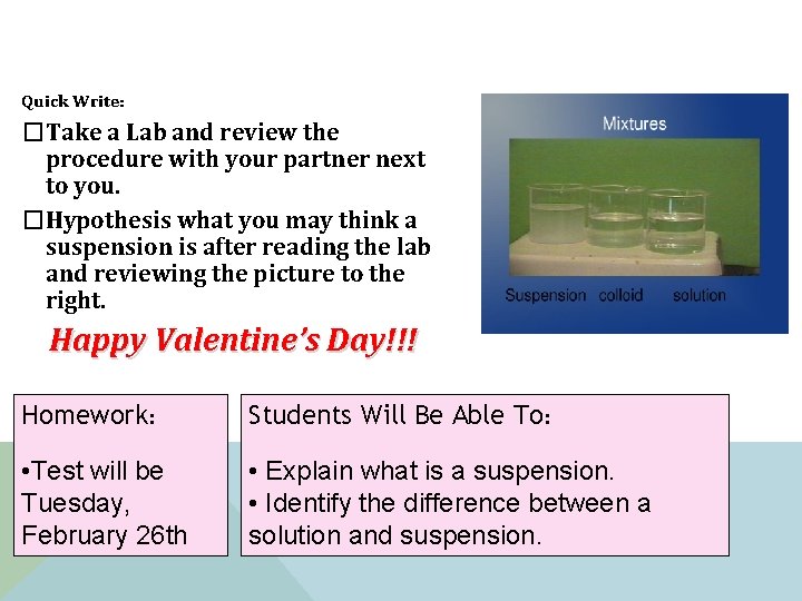 Quick Write: �Take a Lab and review the procedure with your partner next to