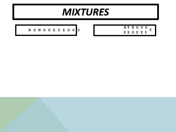 MIXTURES H O M O G E N E O U S H T