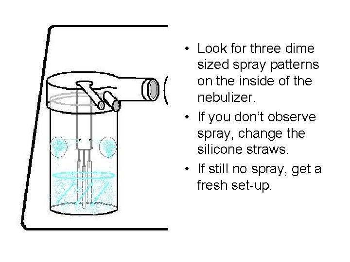  • Look for three dime sized spray patterns on the inside of the
