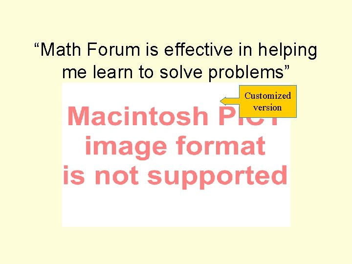 “Math Forum is effective in helping me learn to solve problems” Customized version 