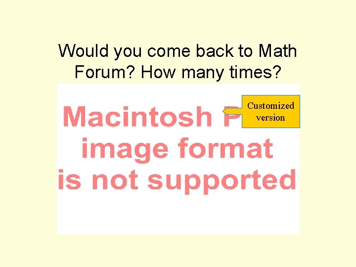 Would you come back to Math Forum? How many times? Customized version 