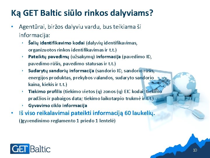 Ką GET Baltic siūlo rinkos dalyviams? • Agentūrai, biržos dalyviu vardu, bus teikiama ši
