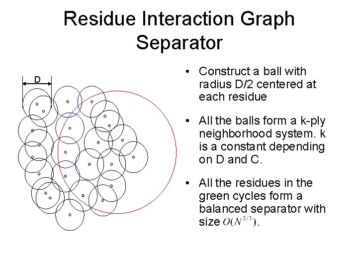 Residue Interaction Graph Separator D • Construct a ball with radius D/2 centered at