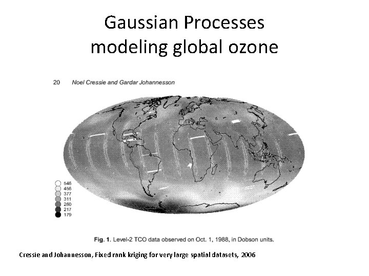 Gaussian Processes modeling global ozone Cressie and Johannesson, Fixed rank kriging for very large