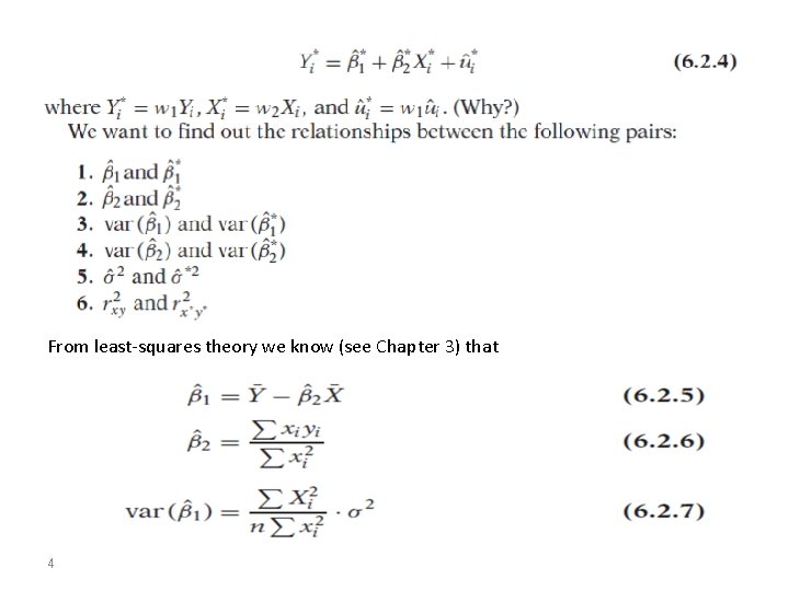 From least-squares theory we know (see Chapter 3) that 4 From least-squares theory we know (see Chapter 3) that 4