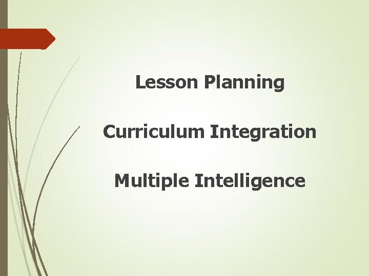 Lesson Planning Curriculum Integration Multiple Intelligence 