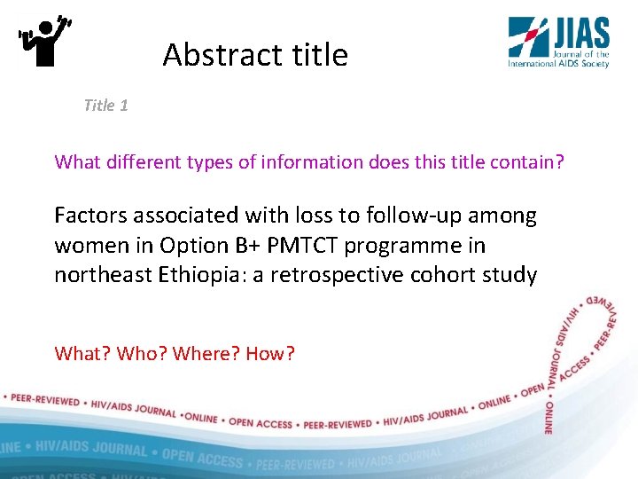 Abstract title Title 1 What different types of information does this title contain? Factors