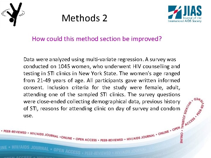 Methods 2 How could this method section be improved? Data were analyzed using multi-variate