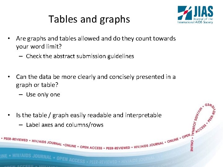 Tables and graphs • Are graphs and tables allowed and do they count towards