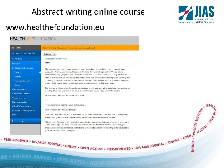 Abstract writing online course www. healthefoundation. eu 