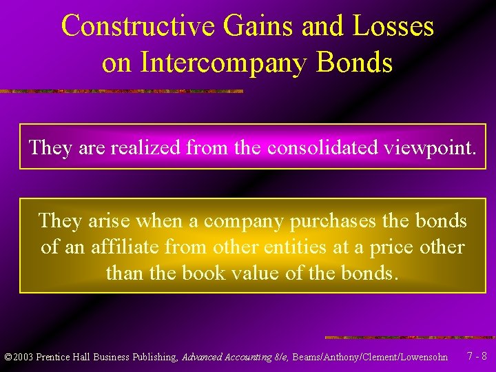 Constructive Gains and Losses on Intercompany Bonds They are realized from the consolidated viewpoint.