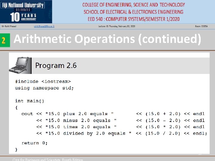 Arithmetic Operations (continued) 39 Arithmetic Operations (continued) 39