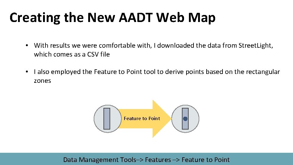 Creating the New AADT Web Map • With results we were comfortable with, I