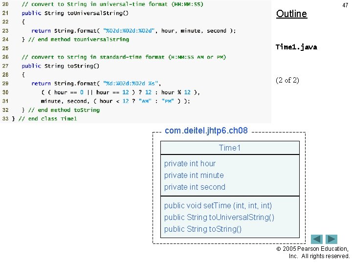 Outline 47 Time 1. java (2 of 2) com. deitel. jhtp 6. ch 08