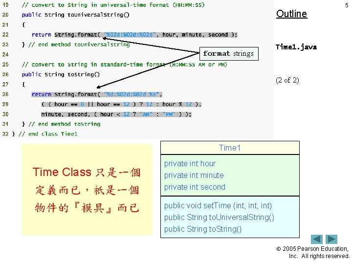 Outline format strings 5 Time 1. java (2 of 2) Time 1 Time Class