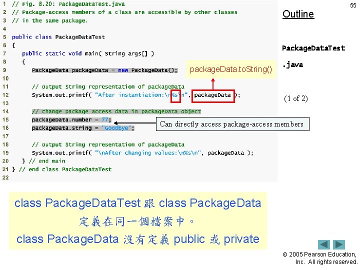 Outline 55 Package. Data. Test package. Data. to. String() . java (1 of 2)