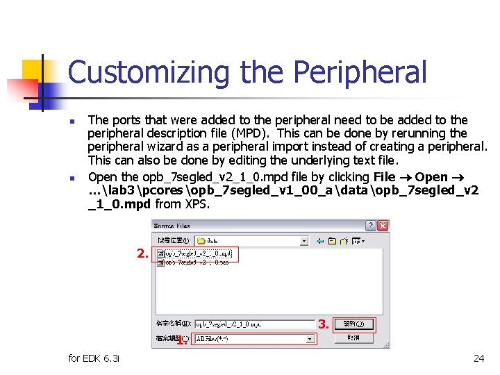 Customizing the Peripheral n n The ports that were added to the peripheral need