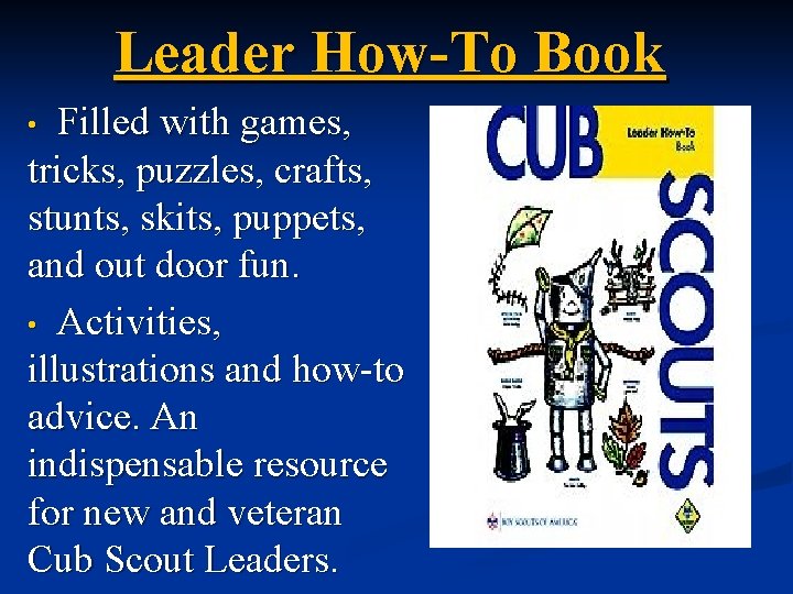 Leader How-To Book Filled with games, tricks, puzzles, crafts, stunts, skits, puppets, and out