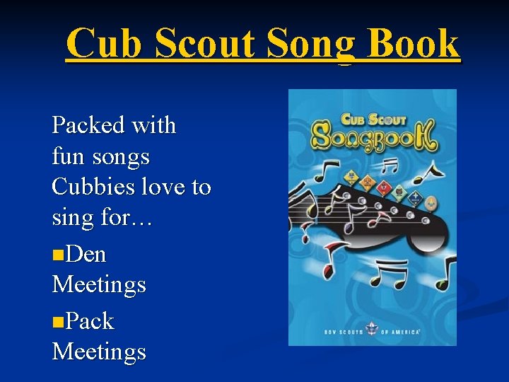 Cub Scout Song Book Packed with fun songs Cubbies love to sing for… n.